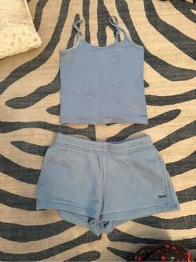 TNA Powder Blue Athletic Shorts - Women's Elastic Waist Fleece